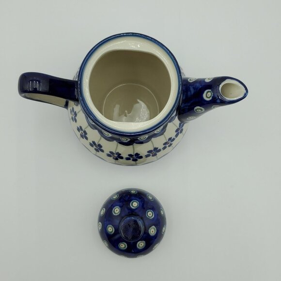 Polish Pottery Floral Peacock Small Teapot Flowering Peacock Coffee Pot Creamer - Picture 5 of 7